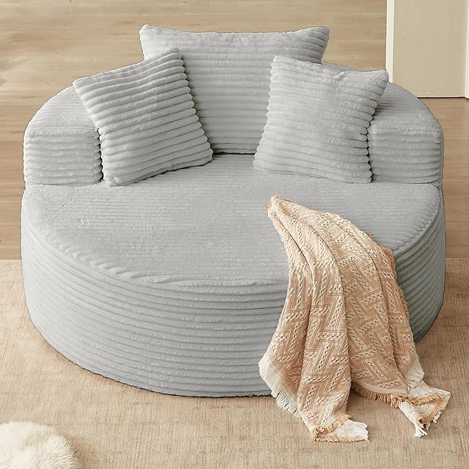 Sofá Redondo em Veludo + Puff Super Macio