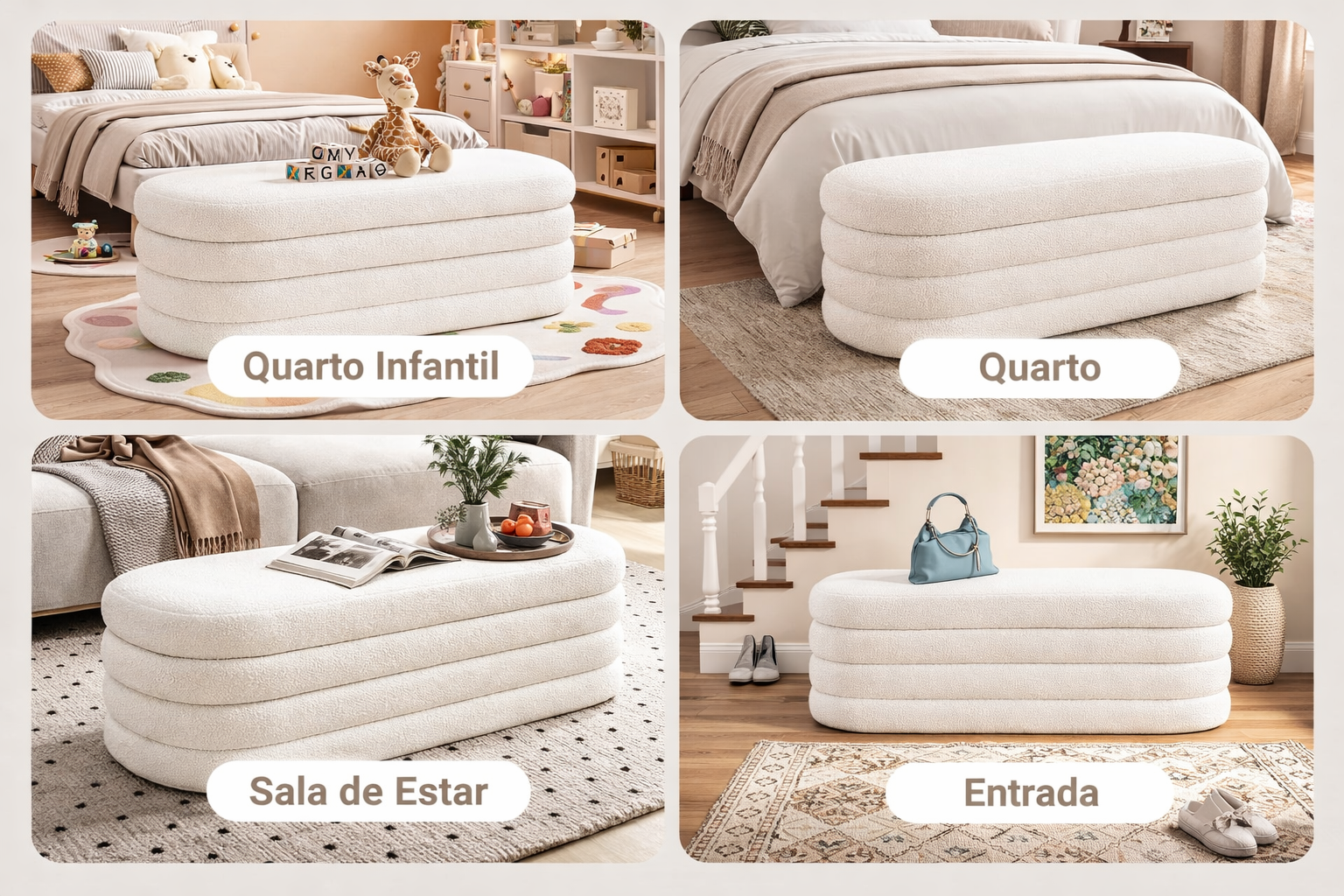 Banco com Baú Estofado para Quarto, Sala ou Hall de Entrada