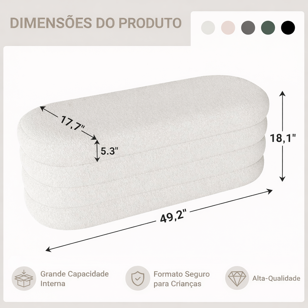 Banco com Baú Estofado para Quarto, Sala ou Hall de Entrada