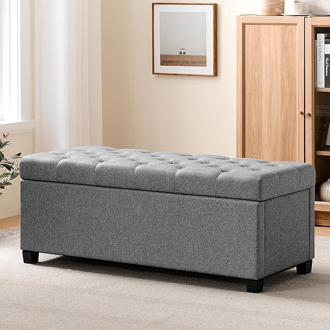 Banco Estofado com Baú e Tampa Ideal para Quarto e Sala