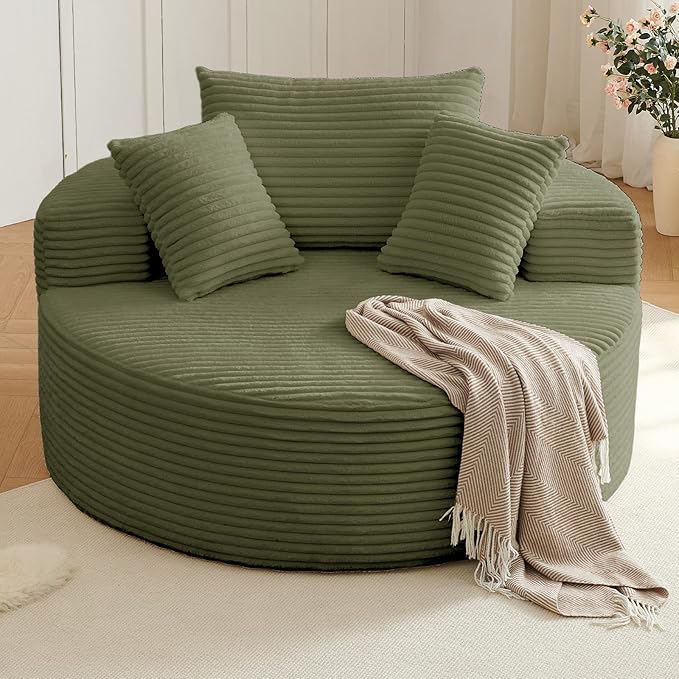 Sofá Redondo em Veludo + Puff Super Macio